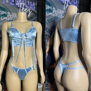 Lace-up Front Satin 2pc